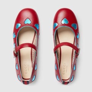 Gucci Children's Leather Hearts Ballet Flat